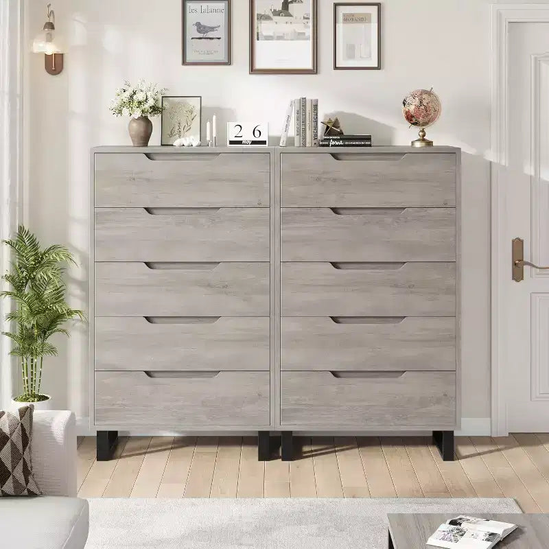 5 Dresser for Bedroom, 51 Tall Dresser, Freestanding Vertical Drawer Cabinet with Storage, Wooden Closet Storage Chest for Living Room, Bedroom