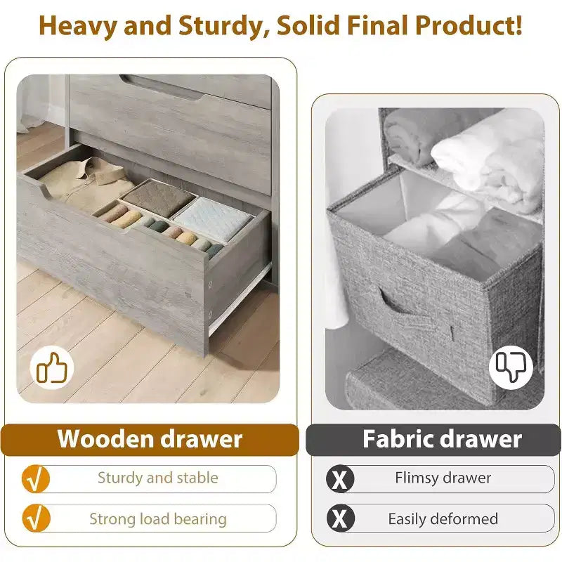 5 Dresser for Bedroom, 51 Tall Dresser, Freestanding Vertical Drawer Cabinet with Storage, Wooden Closet Storage Chest for Living Room, Bedroom