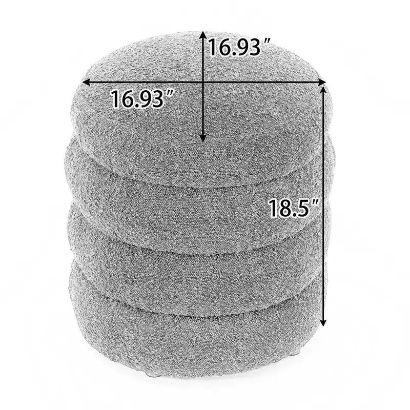 Soft Velvet Round Ottoman Footrest Stool, Ivory