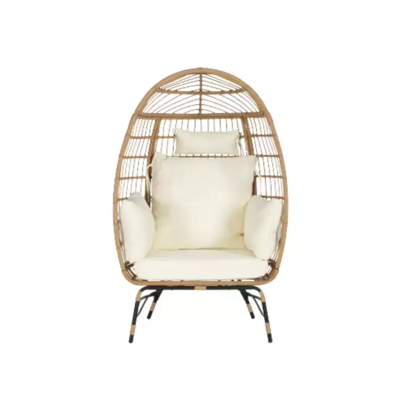 Wicker Egg Chair, Rattan Egg Chair Indoor Outdoor, Oversized Large Egg Chairs 600lbs with Cushion and Pillow