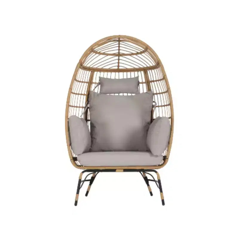 Wicker Egg Chair, Rattan Egg Chair Indoor Outdoor, Oversized Large Egg Chairs 600lbs with Cushion and Pillow