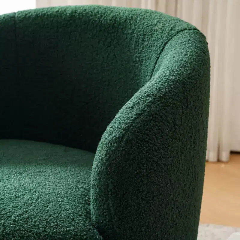 Velvet Fabric Swivel Accent Armchair Barrel Chair With Black Powder Coating Metal Ring, Blue