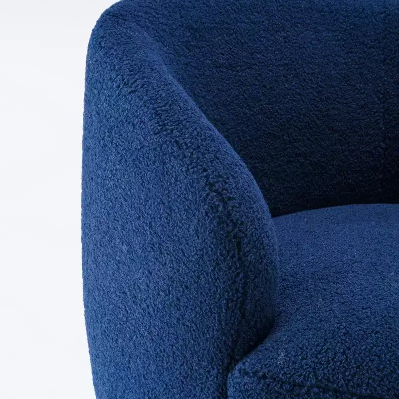 Velvet Fabric Swivel Accent Armchair Barrel Chair With Black Powder Coating Metal Ring, Blue