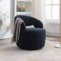 Velvet Fabric Swivel Accent Armchair Barrel Chair With Black Powder Coating Metal Ring, Blue