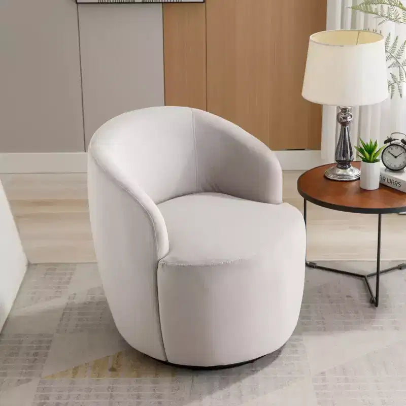 Velvet Fabric Swivel Accent Armchair Barrel Chair With Black Powder Coating Metal Ring, Blue