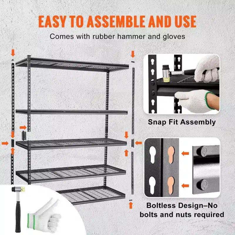 Storage Shelving Unit, 5-Tier Adjustable, 2000 lbs Capacity, Heavy Duty Garage Shelves Metal Organizer Wire Rack