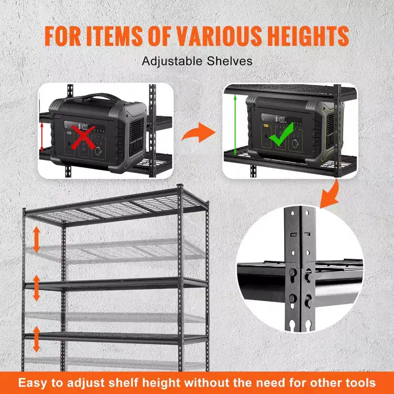 Storage Shelving Unit, 5-Tier Adjustable, 2000 lbs Capacity, Heavy Duty Garage Shelves Metal Organizer Wire Rack