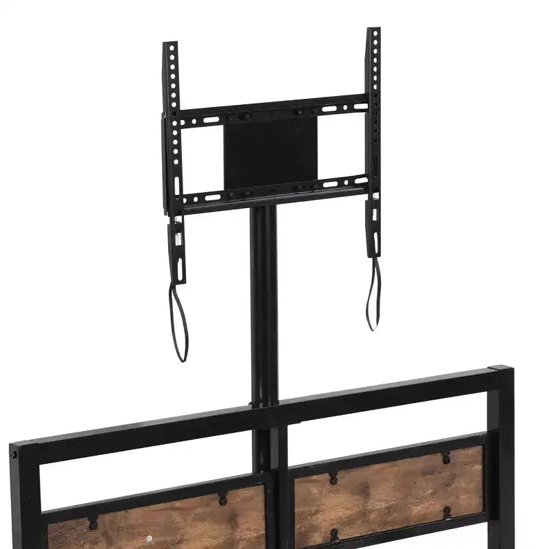 Twin Size Metal Platform Bed Frame with MDF Headboard Footboard, 2 Storage Drawers Rotatable TV Stand, Industrial, Black