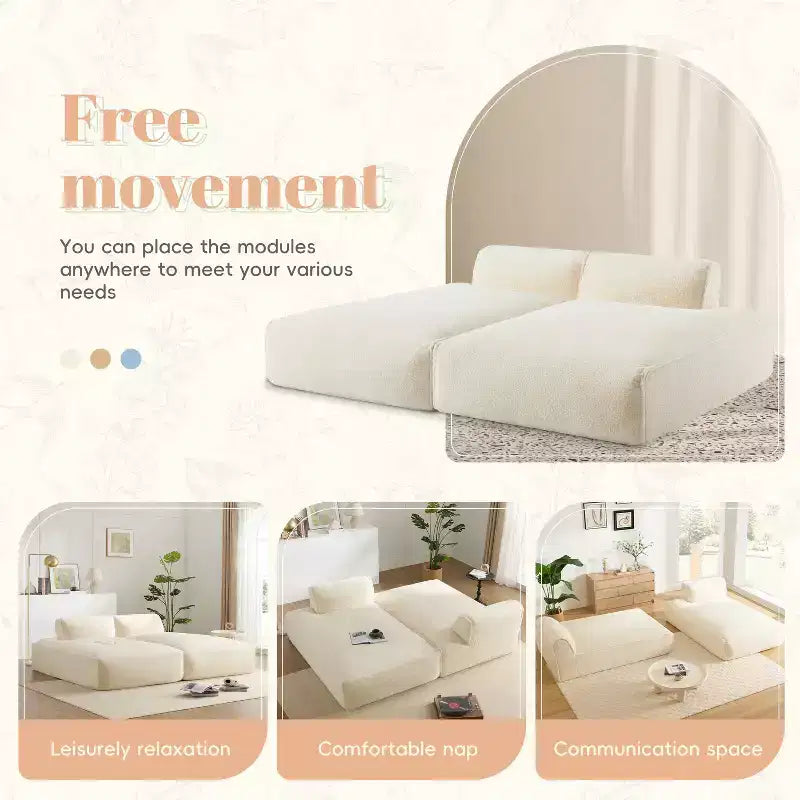 72. 5'' Oversized Left-Facing Modular Sofa Bed, Fully Compressed No-Assembly Sofa for Living Room, Elderly-Friendly 1-Seat Foam Couch