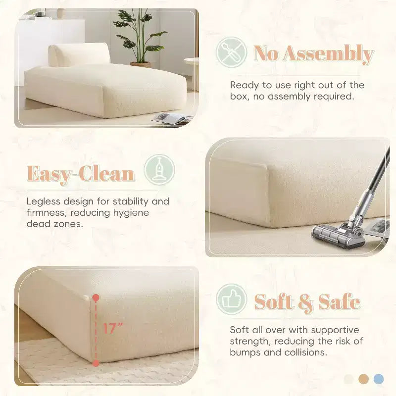 72. 5'' Oversized Left-Facing Modular Sofa Bed, Fully Compressed No-Assembly Sofa for Living Room, Elderly-Friendly 1-Seat Foam Couch
