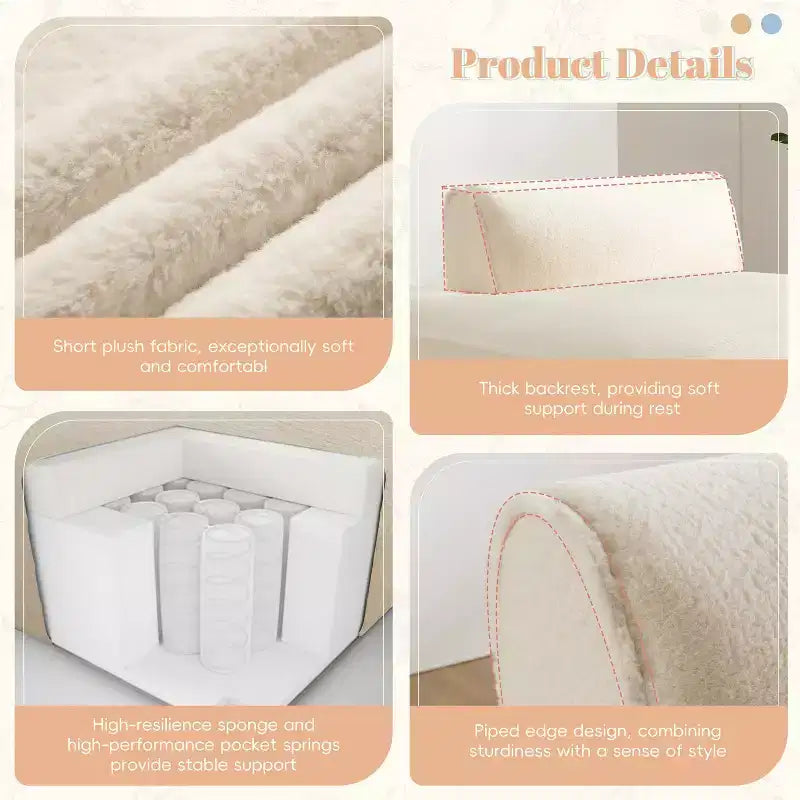 72. 5'' Oversized Left-Facing Modular Sofa Bed, Fully Compressed No-Assembly Sofa for Living Room, Elderly-Friendly 1-Seat Foam Couch