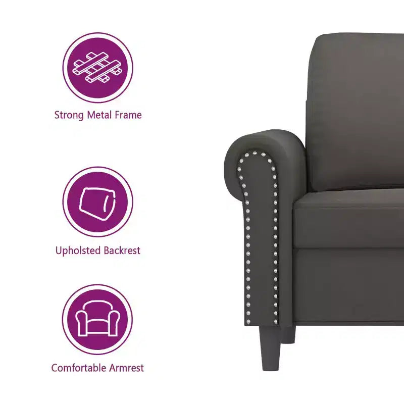 Modern 2-Seater Sofa in Luxurious Dark Gray Velvet with Sturdy Metal and Plywood Frame Comfortable, Stylish, and Easy-to-Assemble.