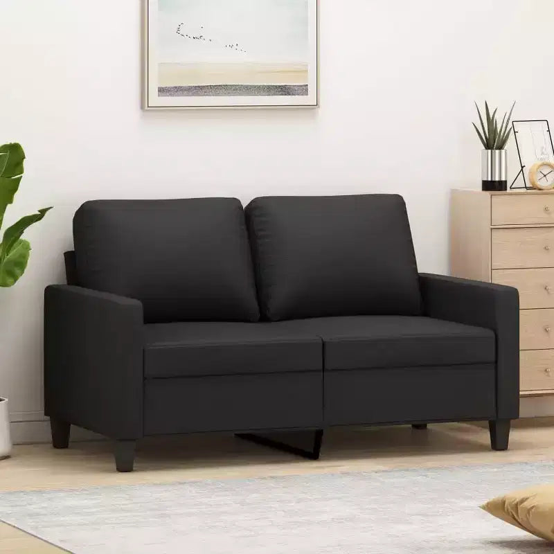 Sofa Accent Upholstered Couch Furniture for Living Room Faux Leather Black 47. 2