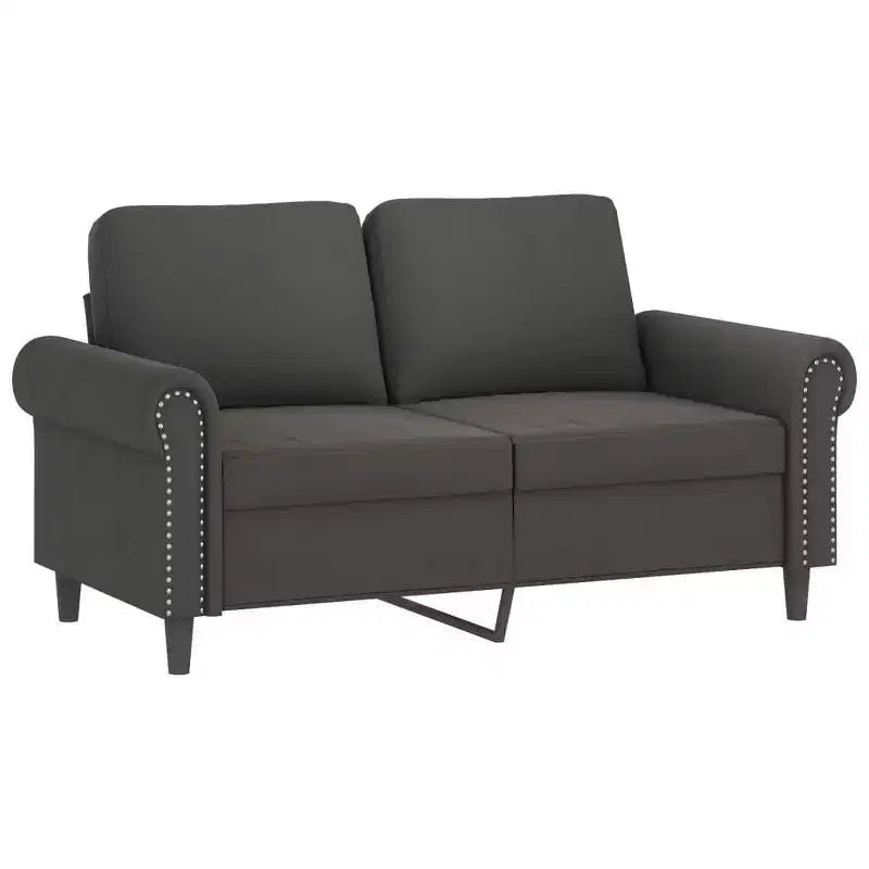 Velvet 2-Seater Sofa with Pillows and Cushions in Dark Gray Cozy, Modern Design for Living Room, Lounge, or Home Office