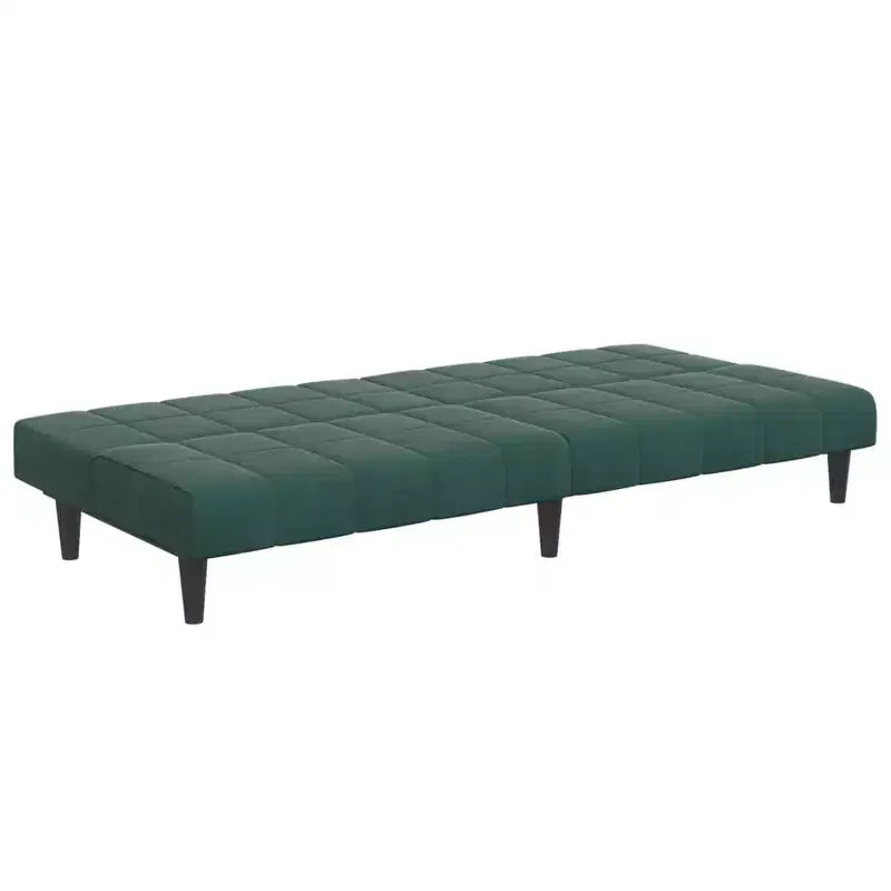 Sofa Bed Dark Green Velvet, Wood, Foam, Plastic 2-Seater Foldable