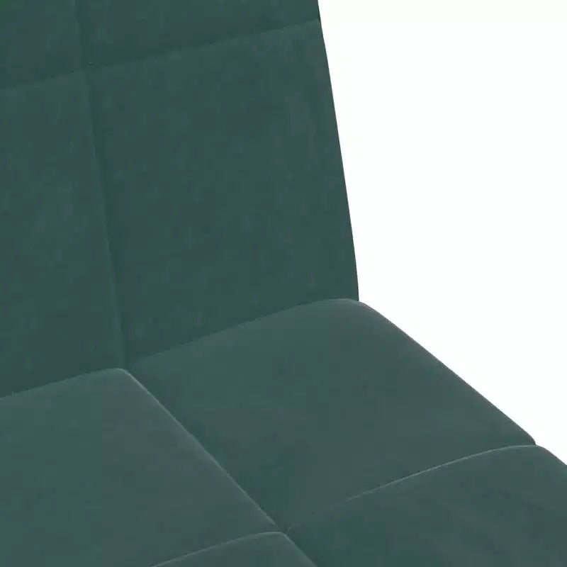 Sofa Bed Dark Green Velvet, Wood, Foam, Plastic 2-Seater Foldable