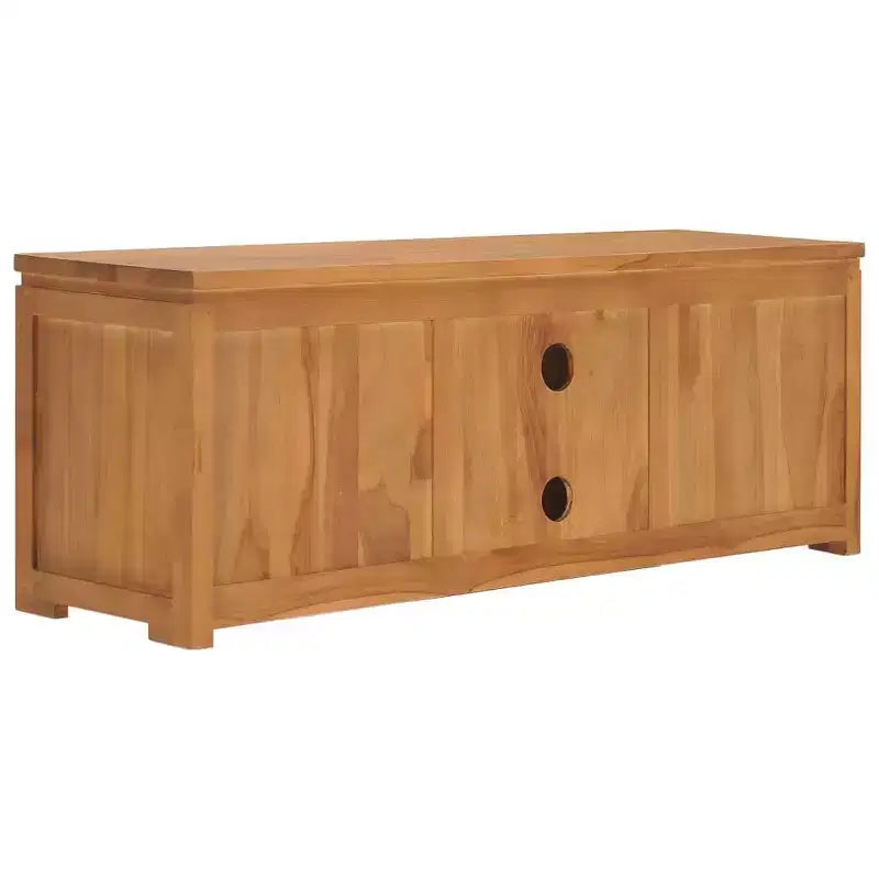 TV Cabinet Natural Teak Solid Teak Wood Medium TV Cabinet