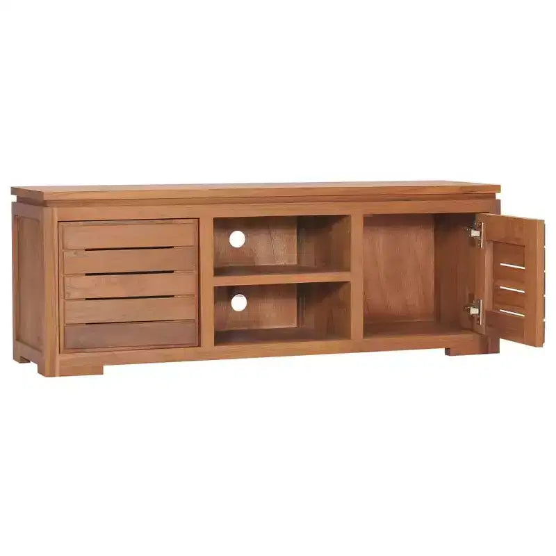 TV Cabinet Natural Teak Solid Teak Wood Medium TV Cabinet