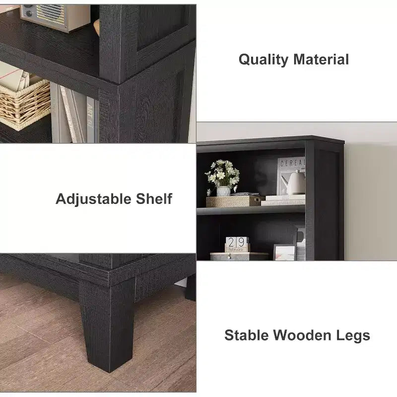 71 Farmhouse Bookcase 5-Tier Adjustable Shelf, 31. 5 Wide with Wooden Legs, Rustic Vintage Style for Living Room Office