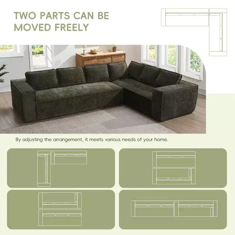 129. 5'' Modular L-Shaped Sofa with Wrinkle-Resistant Chenille, No-Frame Compression Design, 6-Seater Modern Sectional Couch for Living Room