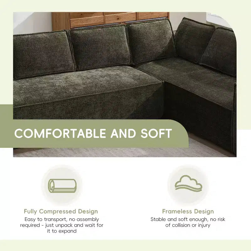 129. 5'' Modular L-Shaped Sofa with Wrinkle-Resistant Chenille, No-Frame Compression Design, 6-Seater Modern Sectional Couch for Living Room