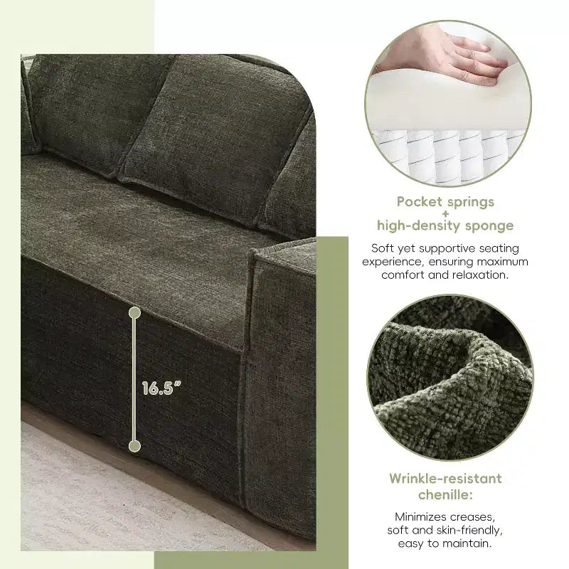 129. 5'' Modular L-Shaped Sofa with Wrinkle-Resistant Chenille, No-Frame Compression Design, 6-Seater Modern Sectional Couch for Living Room