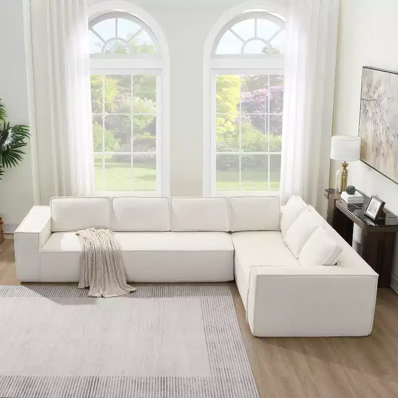 129. 5'' Modular L-Shaped Sofa with Wrinkle-Resistant Chenille, No-Frame Compression Design, 6-Seater Modern Sectional Couch for Living Room