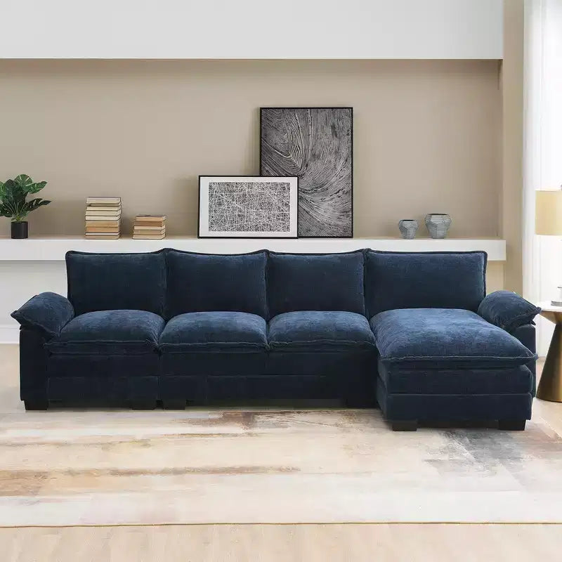 129. 5'' Modular L-Shaped Sofa with Wrinkle-Resistant Chenille, No-Frame Compression Design, 6-Seater Modern Sectional Couch for Living Room