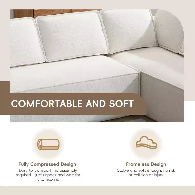 129. 5'' Modular L-Shaped Sofa with Wrinkle-Resistant Chenille, No-Frame Compression Design, 6-Seater Modern Sectional Couch for Living Room