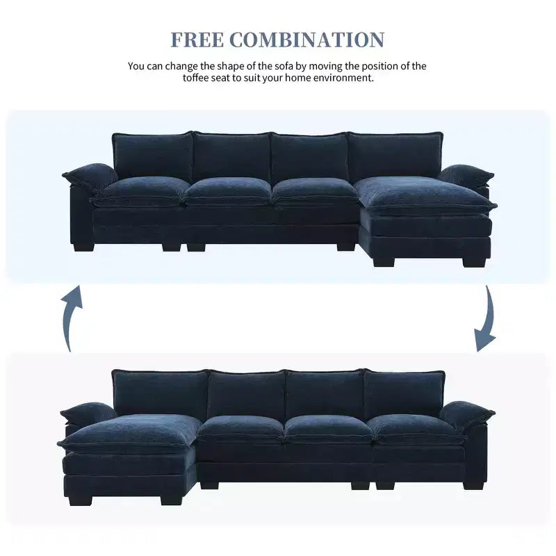 129. 5'' Modular L-Shaped Sofa with Wrinkle-Resistant Chenille, No-Frame Compression Design, 6-Seater Modern Sectional Couch for Living Room