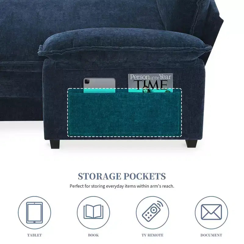 129. 5'' Modular L-Shaped Sofa with Wrinkle-Resistant Chenille, No-Frame Compression Design, 6-Seater Modern Sectional Couch for Living Room