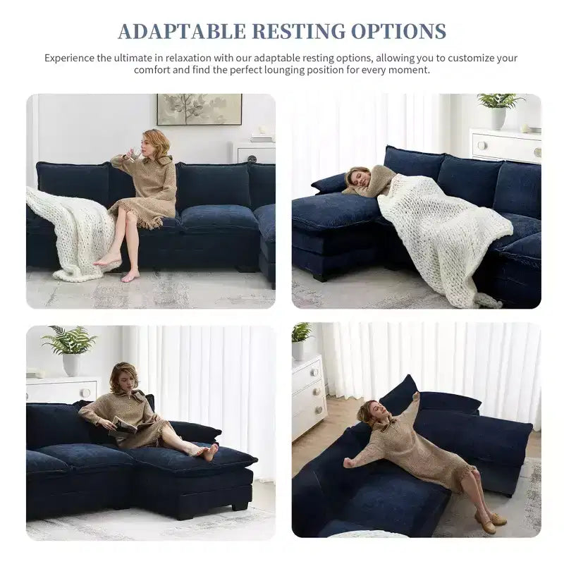 129. 5'' Modular L-Shaped Sofa with Wrinkle-Resistant Chenille, No-Frame Compression Design, 6-Seater Modern Sectional Couch for Living Room