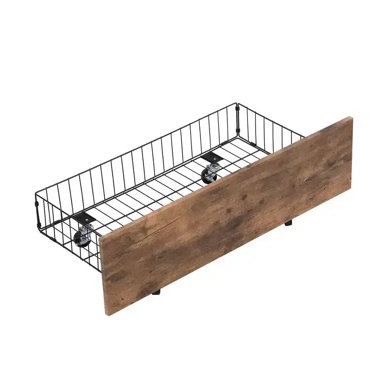 Metal Twin Size Platform Bed with Headboard, Footboard, Two Drawers and TV Stand Black