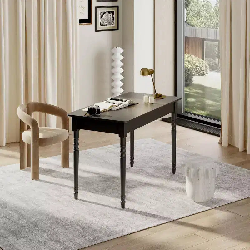 Writing Desk with Unique Drawer Design, Functional Home Office Study Table, Black