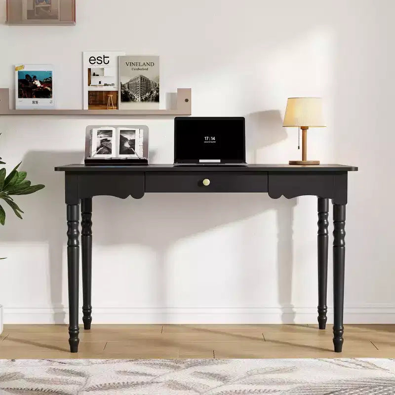 Writing Desk with Unique Drawer Design, Functional Home Office Study Table, Black