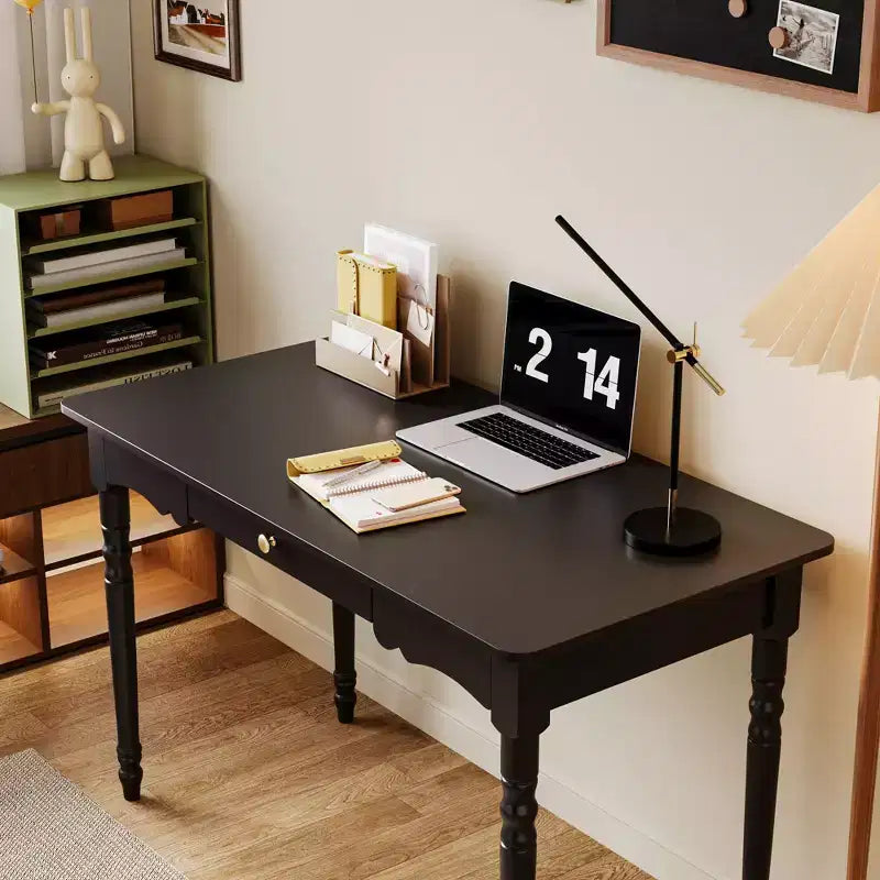 Writing Desk with Unique Drawer Design, Functional Home Office Study Table, Black