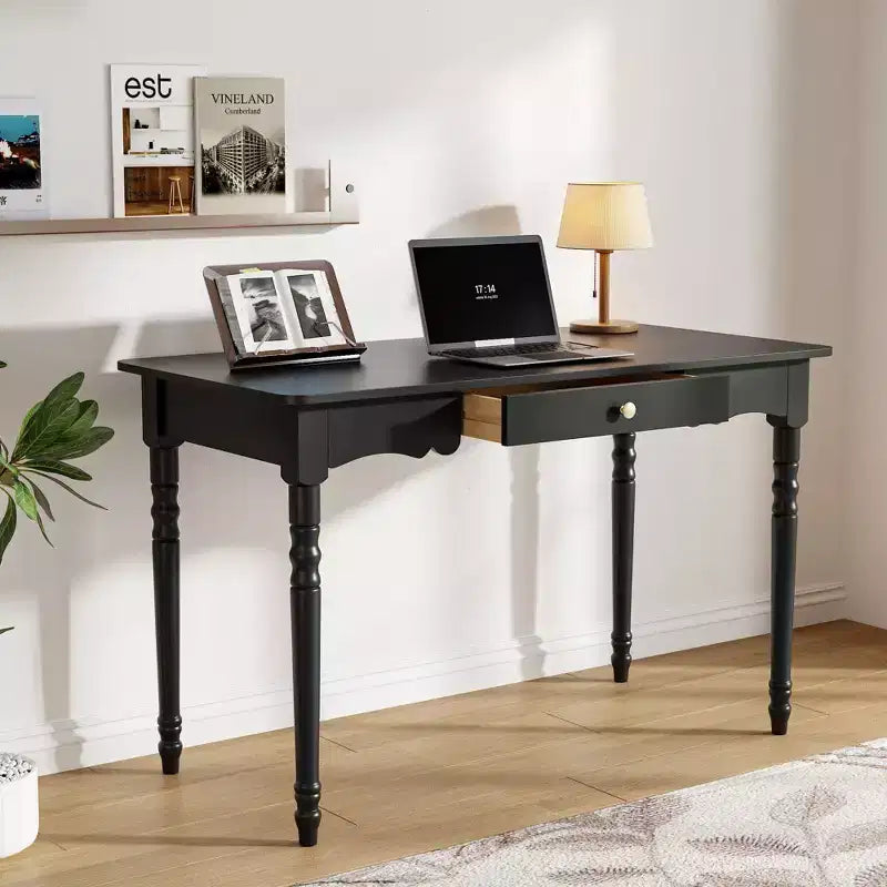 Writing Desk with Unique Drawer Design, Functional Home Office Study Table, Black