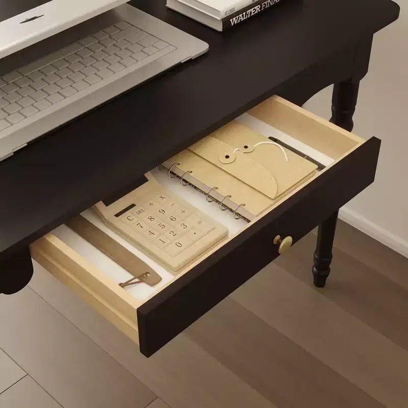 Writing Desk with Unique Drawer Design, Functional Home Office Study Table, Black