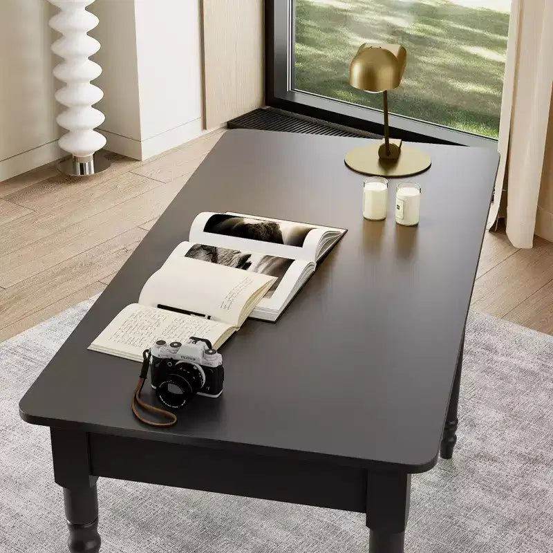 Writing Desk with Unique Drawer Design, Functional Home Office Study Table, Black