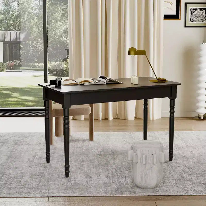 Writing Desk with Unique Drawer Design, Functional Home Office Study Table, Black