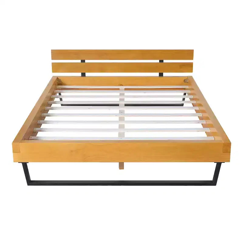 85. 5 X 81. 5 Natural King Size Pine Wood Bed Frame For Bedroom
