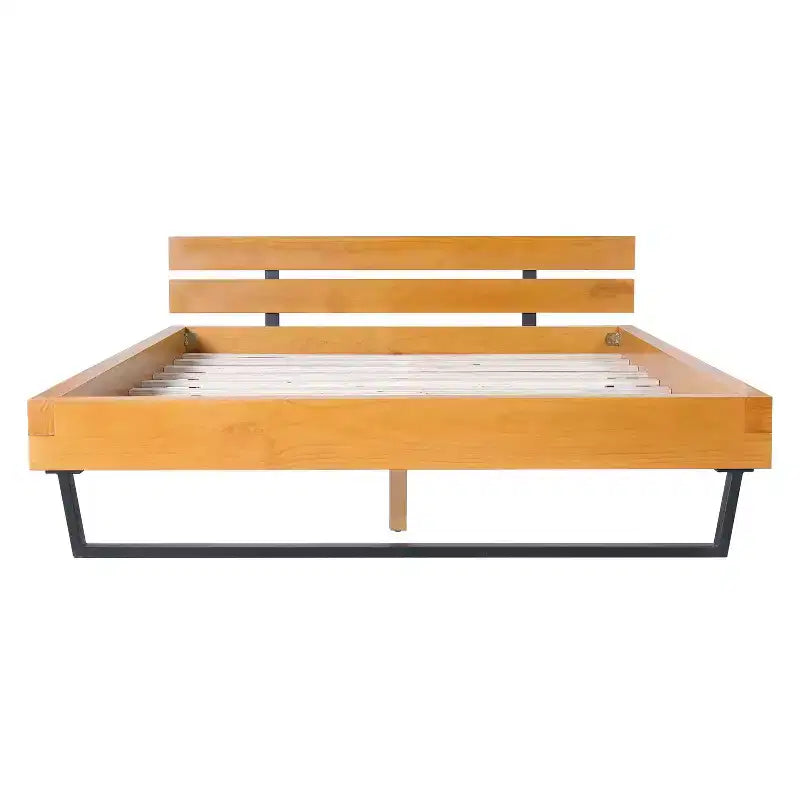 85. 5 X 81. 5 Natural King Size Pine Wood Bed Frame For Bedroom