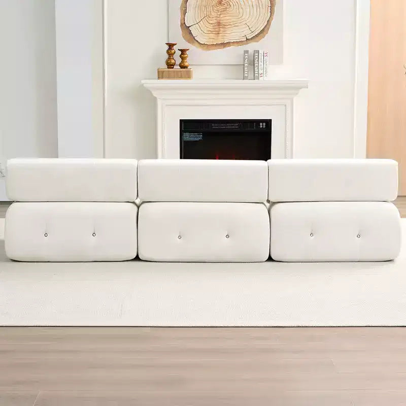 L-Shaped Velvet 3-Seater Modular Sectional Sofa With Ottoman, Convertible Sofa Couches with Rivet Trim