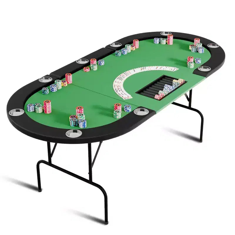 Poker Game Table 1 Iron Leg, 9 Hole Ring Design, Durable Build, Smooth Playing Surface, Perfect for Poker Games