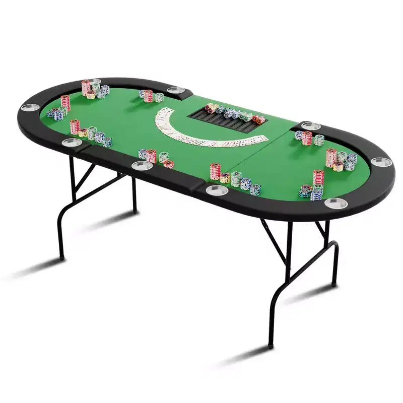 Poker Game Table 1 Iron Leg, 9 Hole Ring Design, Durable Build, Smooth Playing Surface, Perfect for Poker Games