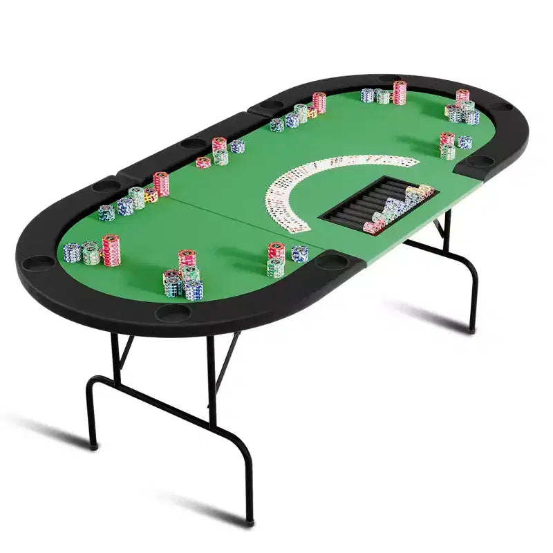 Poker Game Table 1 Iron Leg, 9 Hole Ring Design, Durable Build, Smooth Playing Surface, Perfect for Poker Games
