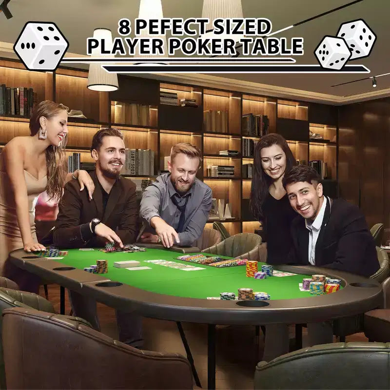 Poker Game Table 1 Iron Leg, 9 Hole Ring Design, Durable Build, Smooth Playing Surface, Perfect for Poker Games