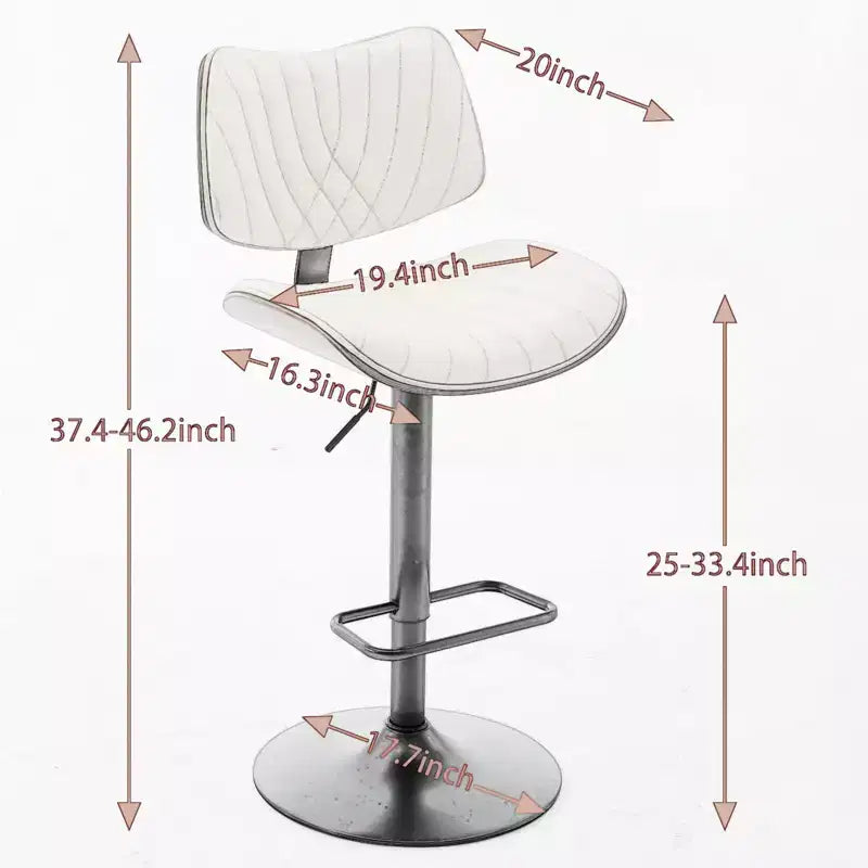Walnut Bentwood Bar Stools Mid Century Modern Adjustable Counter Height Leather Upholstered 360 Swivel Bar Chairs, Beige