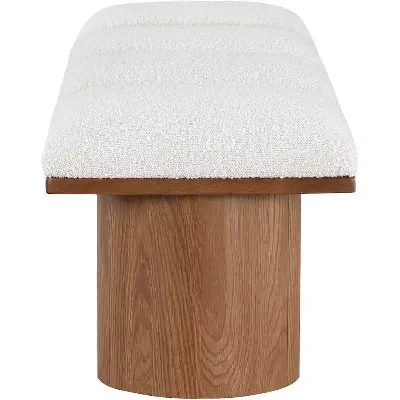 Cream Boucle Fabric Bench