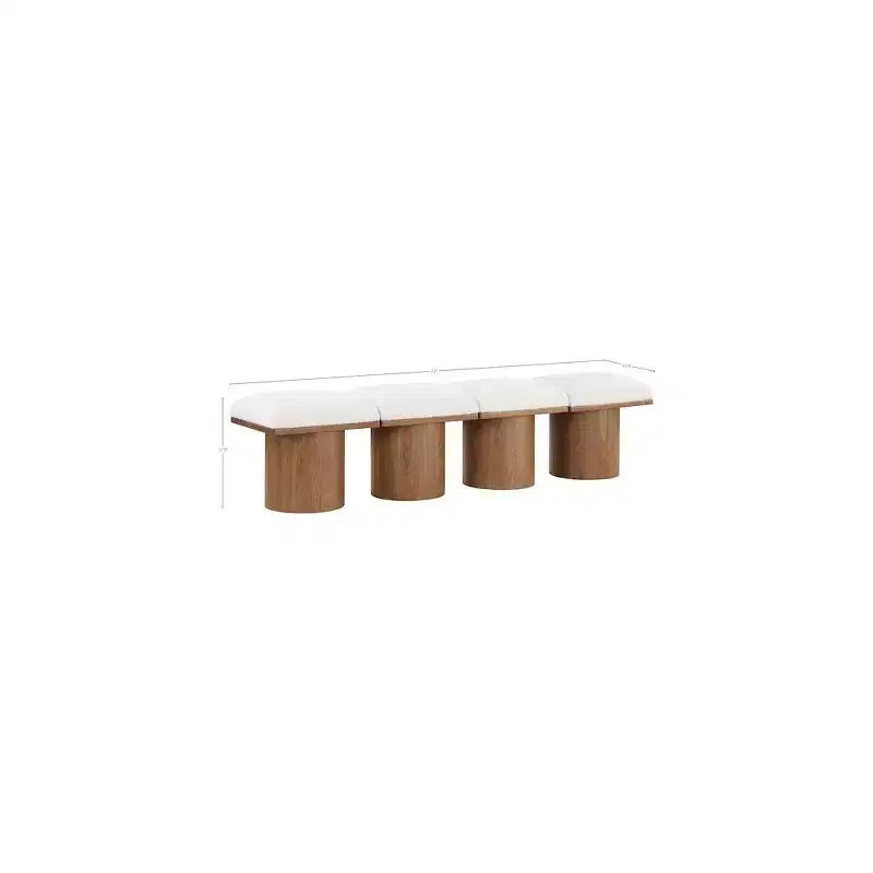 Cream Boucle Fabric Bench